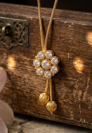 Vintage style panchaloham Necklace - flower bunch pendent