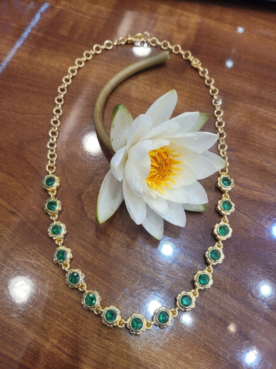 Vintage style panchaloham green stud Necklace