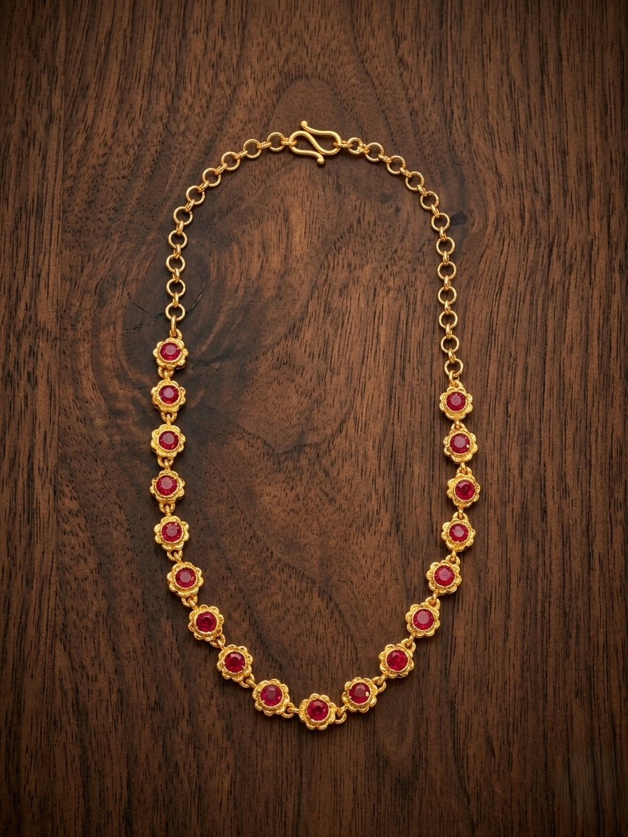 Vintage style panchaloham stud necklace - Red