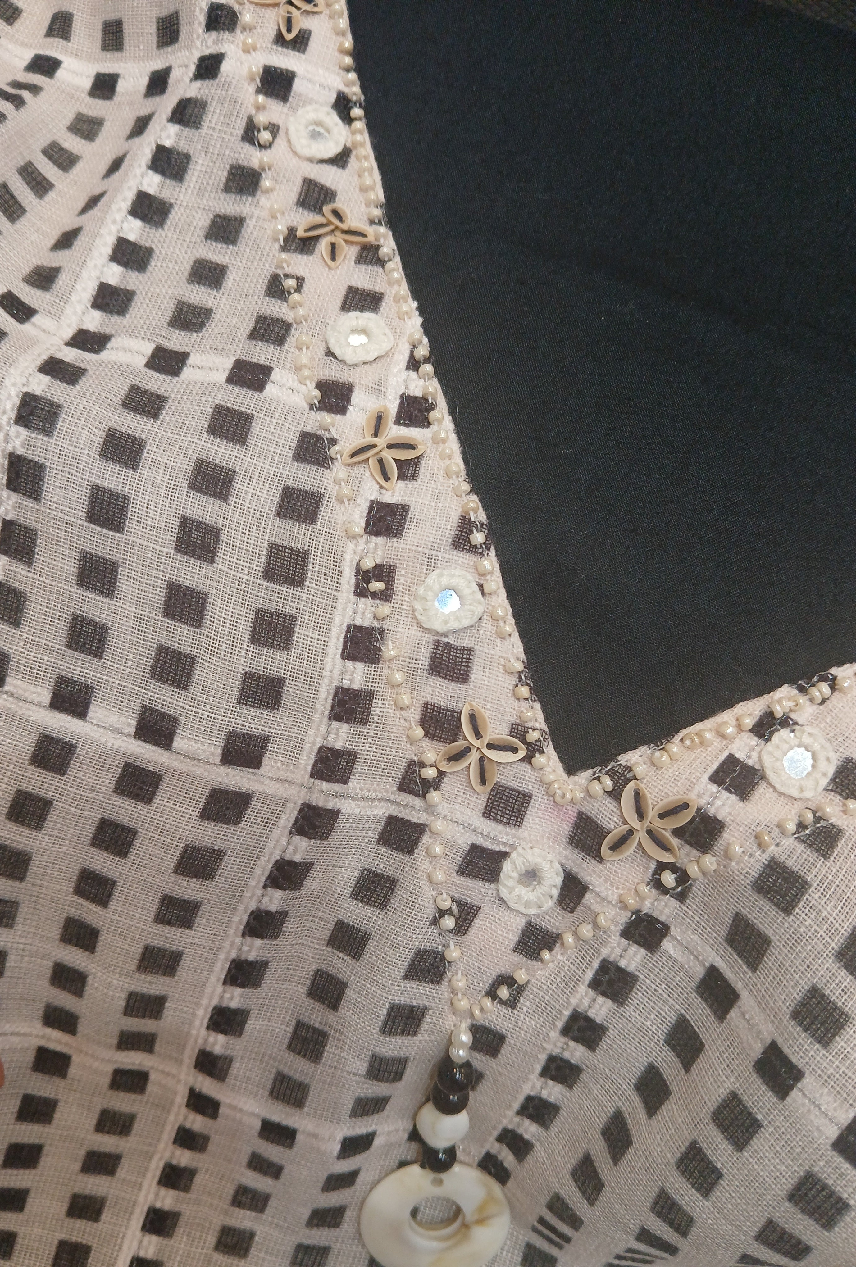 Checks Pattern Viscose Cotton Suit with Embroidery work-set of 3