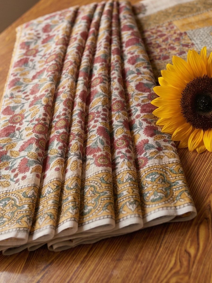Blockprinted Kota cotton saree