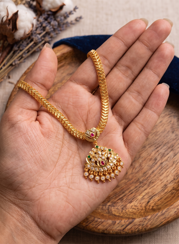 Vintage style panchaloham Attigai Necklace