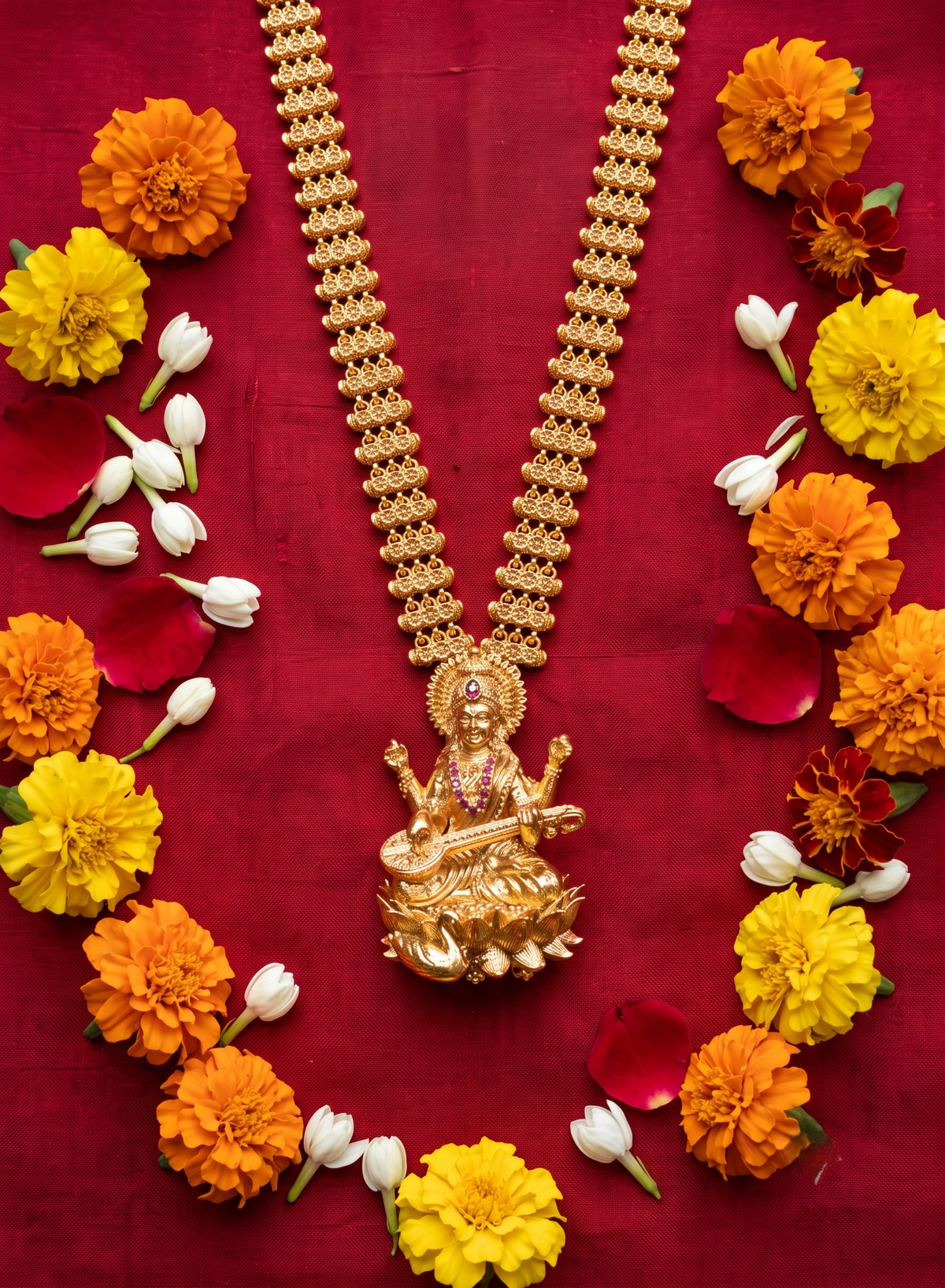 Divine Saraswati Temple Jewellery Set