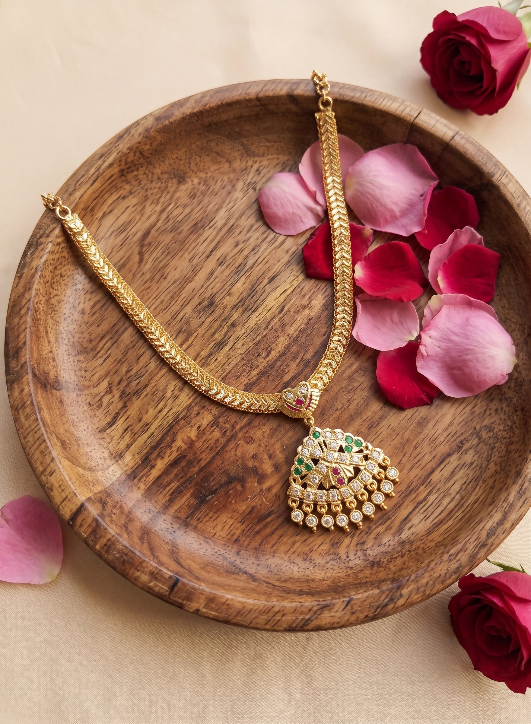 Triangular Geometric Attigai Necklace