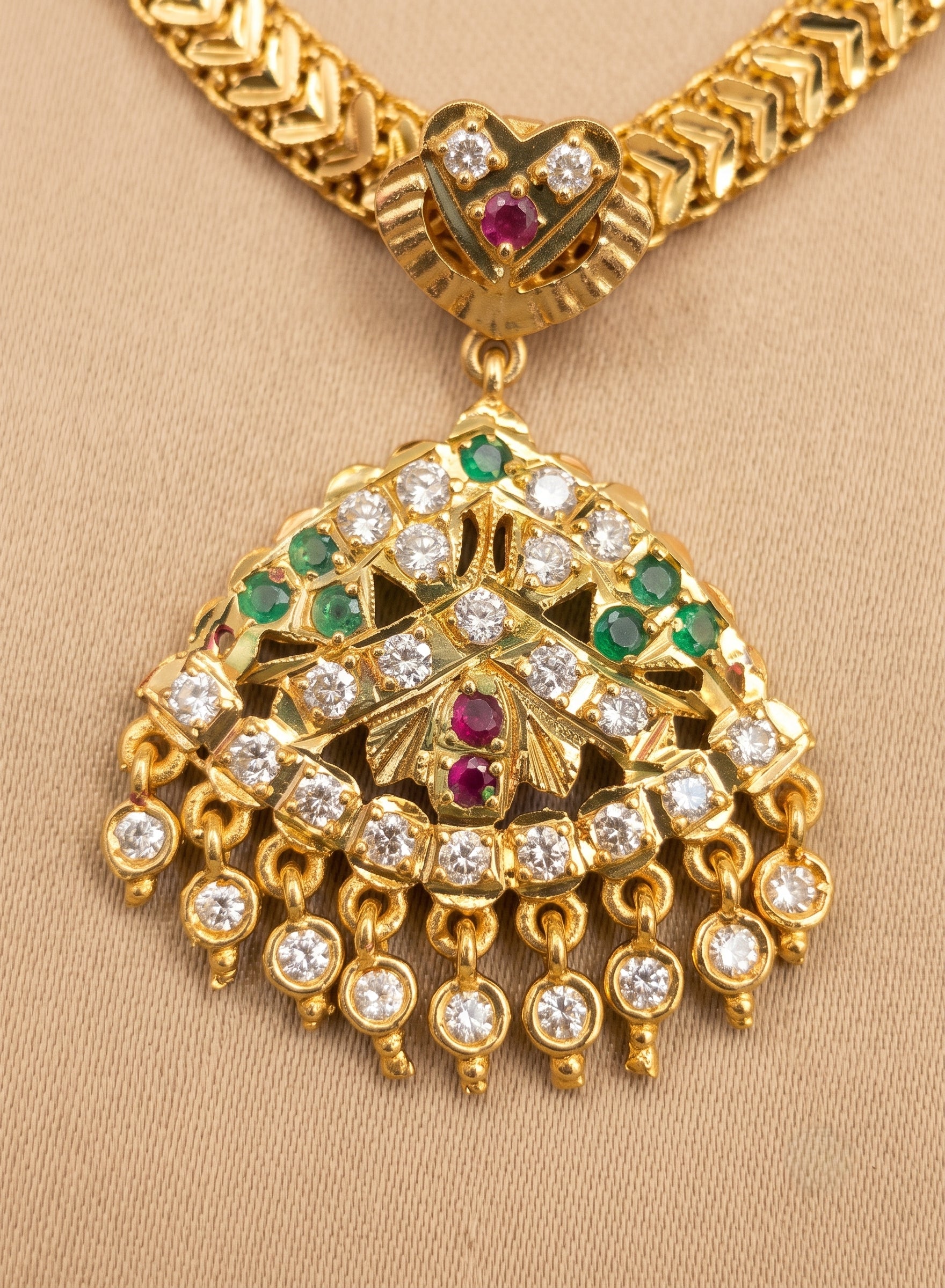 Triangular Geometric Attigai Necklace