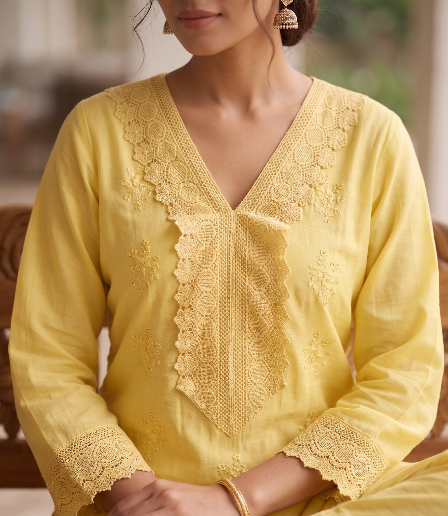 yellow salwar suit set with dupatta - set of 3