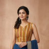 Modal Silk Sleeveless Halter Neck Front Open Blouse
