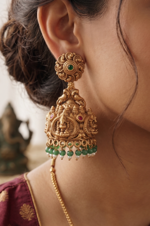 Alternative view of Brass polish Vintage Heavy Jhumkas