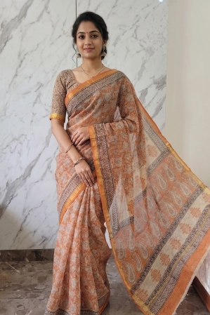 Alternative view of Sanganeri Block Printed Kota Cotton Saree