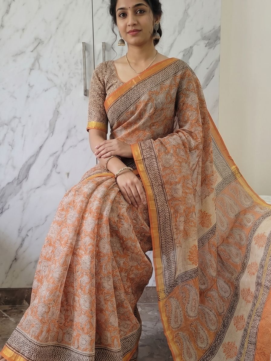 Sanganeri Block Printed Kota Cotton Saree