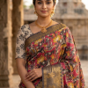 Kalamkari Mangalagiri silk Kanchi border saree- harikatha